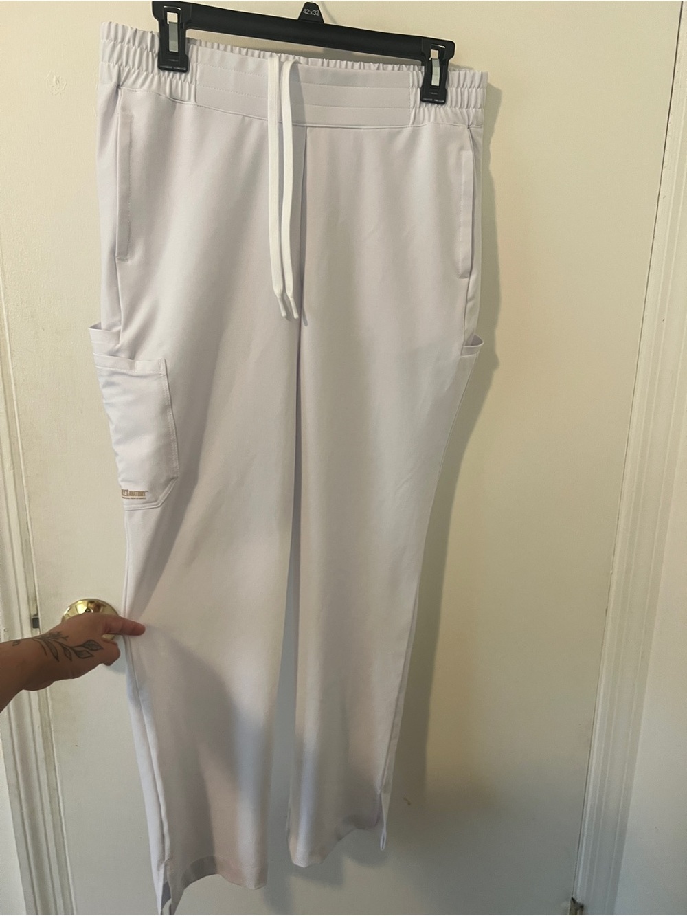 Grey's Anatomy White Cargo Scrub Pants with Drawstring Waist